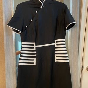 Linen dress black and white